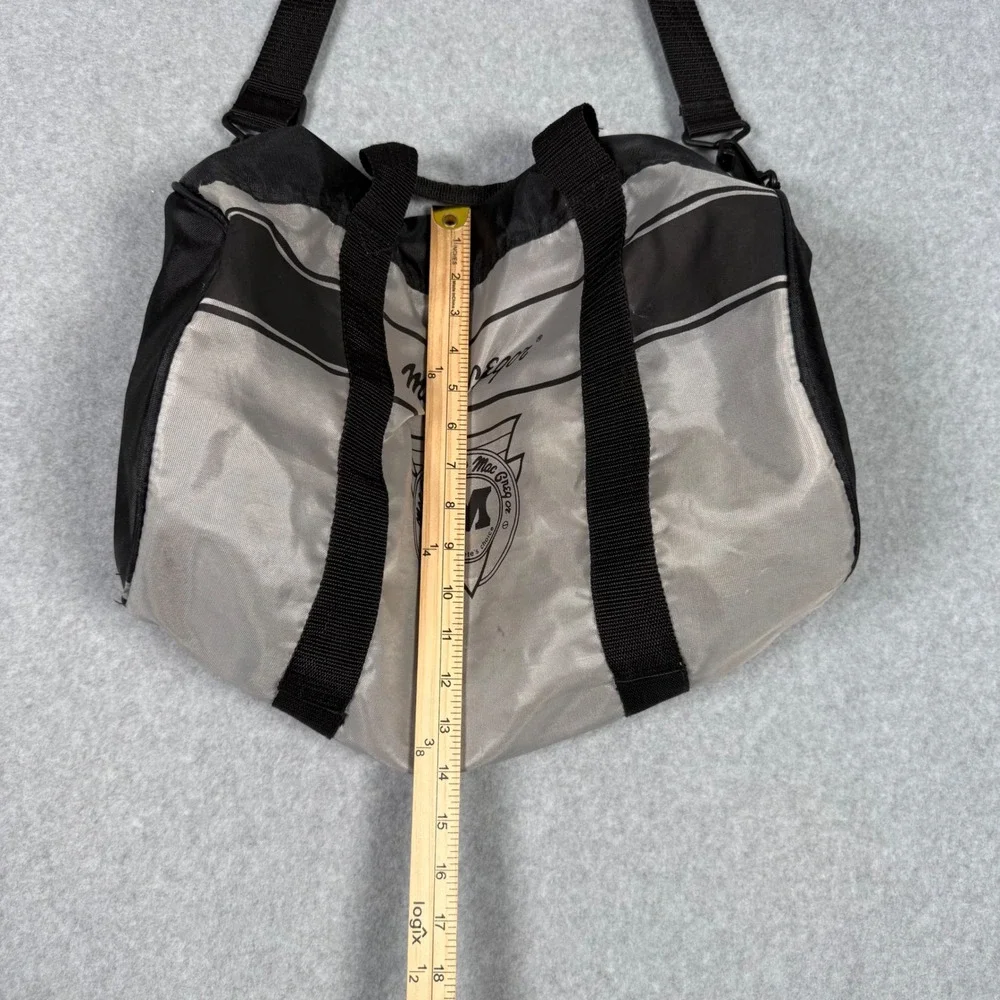 MacGregor Vintage 80s Silver Black Duffle Bag Athletic Gym Travel Shoulder Strap